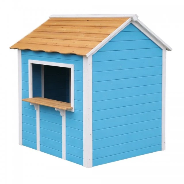 Children's Wooden Playhouse GINGER HOME – For Role Playing, Yard and Garden, Blue, 118×138×132.5 cm