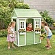 Children's Wooden Outdoor Playhouse GINGER HOME – Garden House for Children, Green and White, 107×90×144 cm