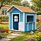 Children's Wooden Playhouse GINGER HOME – For Role Playing, Yard and Garden, Blue, 118×138×132.5 cm