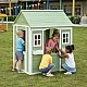 Children's Wooden Outdoor Playhouse GINGER HOME – Garden House for Children, Green and White, 107×90×144 cm