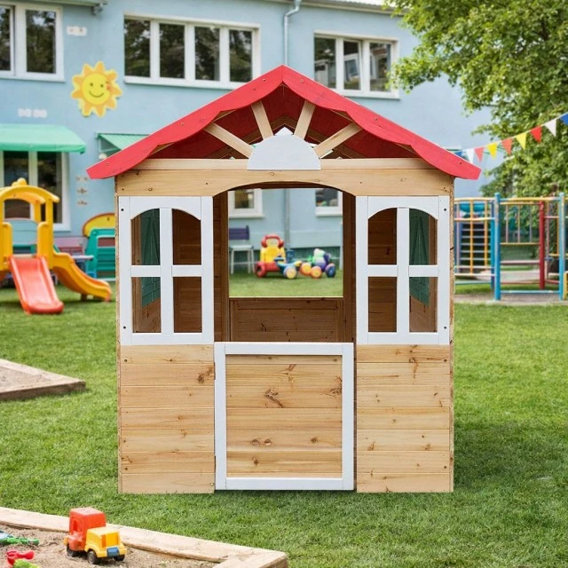 Children's wooden outdoor playhouse GINGER HOME - for yard and garden, 115×102×129 cm