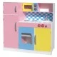 Детска Кухня GINGER HOME,  Дървена Играчка за Ролеви Игри с Цветен Дизайн, Размери 90x30x90 см