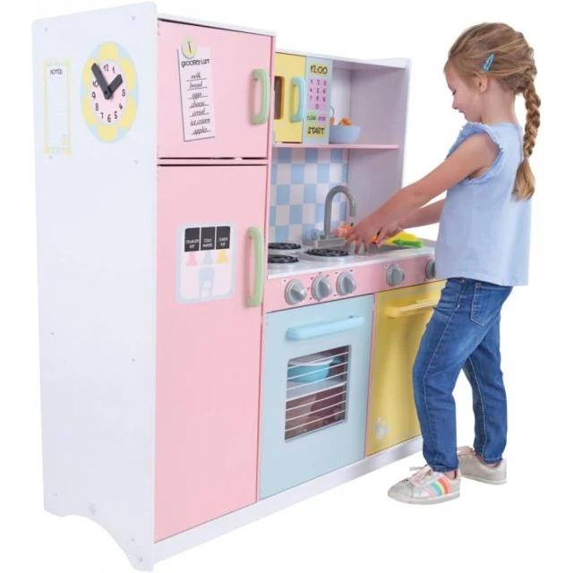 GINGER HOME Children’s Kitchen, Wooden Toy for Role Play with Colorful Design, Dimensions 90x30x90 cm