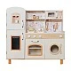 GINGER HOME Children's Wooden Kitchen – Vintage Model with Electronic Hotplates, Lights, Sounds and Sink with Running Water, 91×31×90 cm