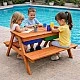 Детска Дървена Маса с Пейки и Пясъчник GINGER HOME – 2в1, Повдигащ се Плот, 90x86x50 см