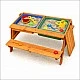 Детска Дървена Маса с Пейки и Пясъчник GINGER HOME – 2в1, Повдигащ се Плот, 90x86x50 см