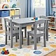 Детска Маса с 4 Столчета GINGER HOME – Дървена Детска Маса за Игра и Учене, Сив Комплект 66×56×48 см