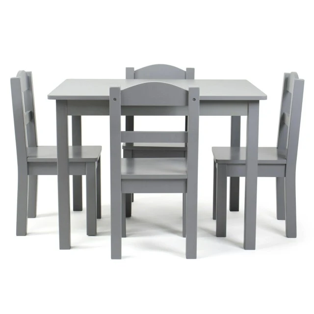 Children's Table with 4 Chairs GINGER HOME – Wooden Children's Table for Playing and Learning, Gray Set 66×56×48 cm