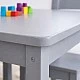 Детска Маса с 4 Столчета GINGER HOME – Дървена Детска Маса за Игра и Учене, Сив Комплект 66×56×48 см