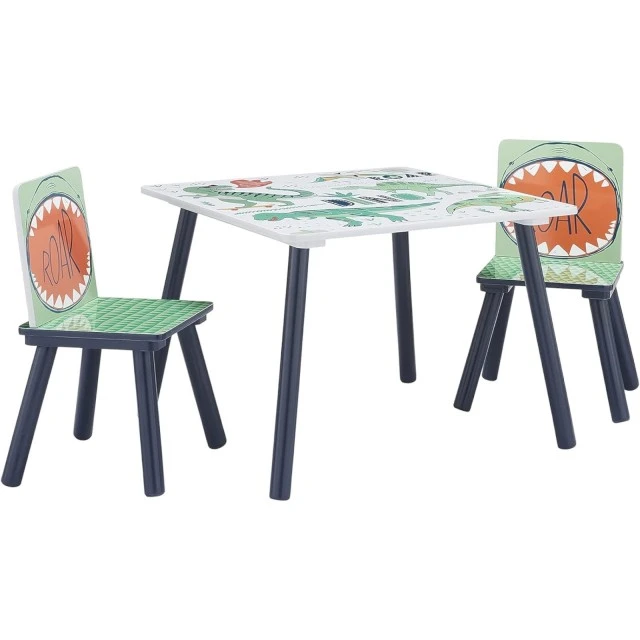 Children’s table with chairs GINGER HOME for drawing, play, eating, wooden, DINOSAUR