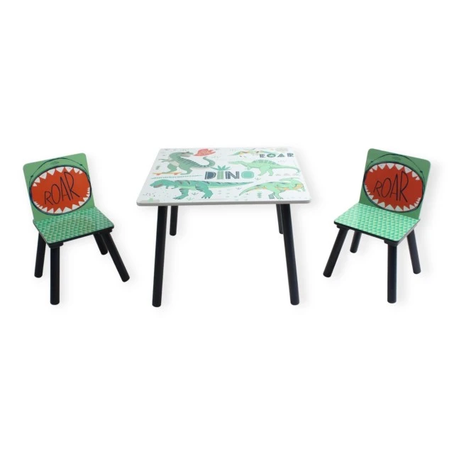 Children’s table with chairs GINGER HOME for drawing, play, eating, wooden, DINOSAUR