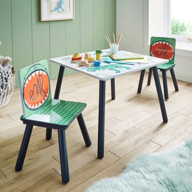 Children’s table with chairs GINGER HOME for drawing, play, eating, wooden, DINOSAUR