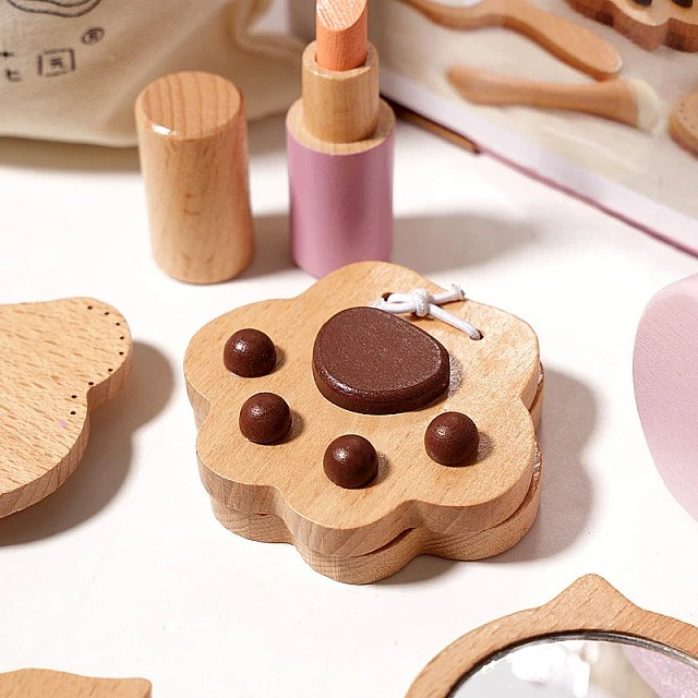 Children's Wooden Cosmetic Set GINGER HOME, Makeup for Role Play, Bag, Montessori