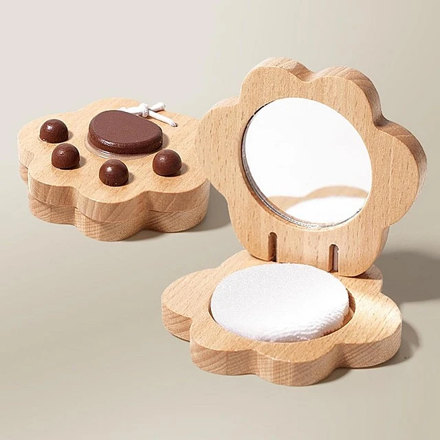 Children's Wooden Cosmetic Set GINGER HOME, Makeup for Role Play, Bag, Montessori