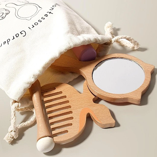 Children's Wooden Cosmetic Set GINGER HOME, Makeup for Role Play, Bag, Montessori