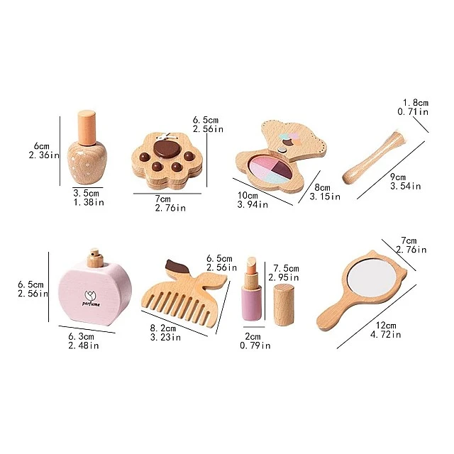 Children's Wooden Cosmetic Set GINGER HOME, Makeup for Role Play, Bag, Montessori