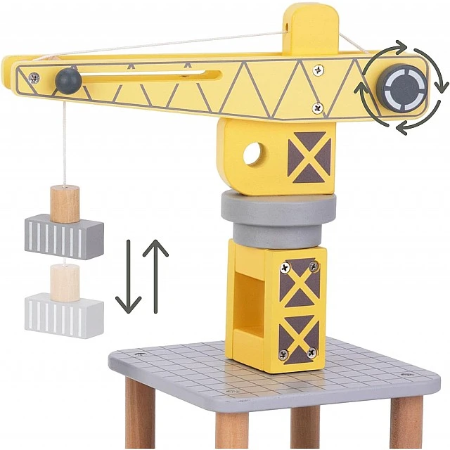 Children's Wooden Crane GINGER HOME, Set with Train, Truck and Ship, 28x20x45 cm