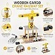 Children's Wooden Crane GINGER HOME, Set with Train, Truck and Ship, 28x20x45 cm