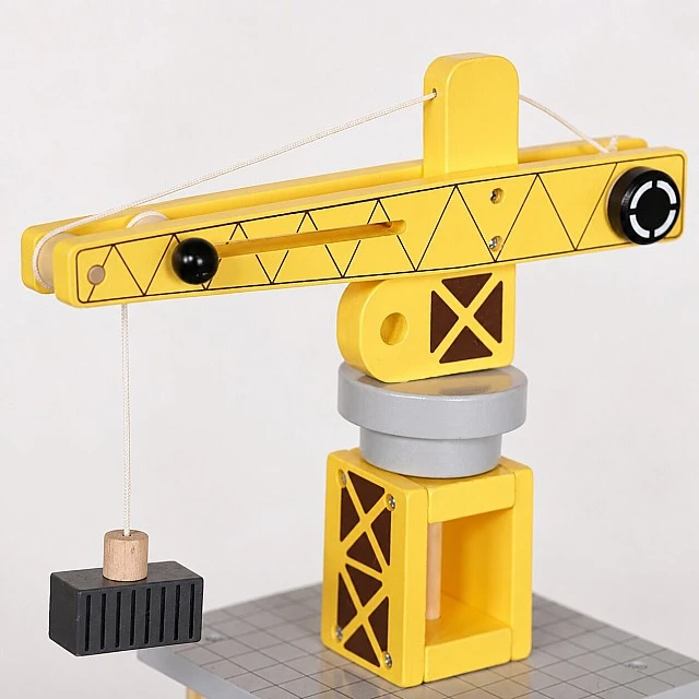 Children's Wooden Crane GINGER HOME, Set with Train, Truck and Ship, 28x20x45 cm