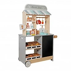 Children's Wooden Shop GINGER HOME 2 in 1, Kitchen, Stand, Shelves, Blackboard and Accessories, 60/73x29.5x105 cm