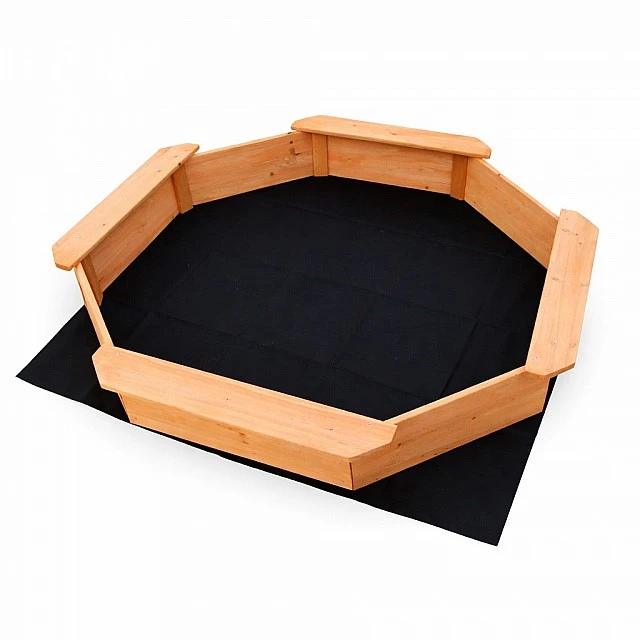 Children's wooden sandbox GINGER HOME – 8-sided model with 4 seats, 134.5×134.5 cm
