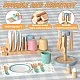 Children's Wooden Dining Set 33 Pieces GINGER HOME – Role Play Set with Plates, Cups, Cutlery and Stands