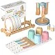 Children's Wooden Dining Set 33 Pieces GINGER HOME – Role Play Set with Plates, Cups, Cutlery and Stands
