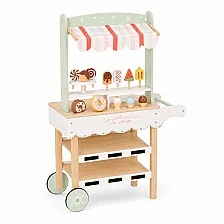 Children's Wooden Ice Cream Stand GINGER HOME, Shop on Wheels, MDF, 44/57x28x95.5 cm, Montessori Game