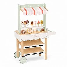 Children's Wooden Ice Cream Stand GINGER HOME, Shop on Wheels, MDF, 44/57x28x95.5 cm, Montessori Game
