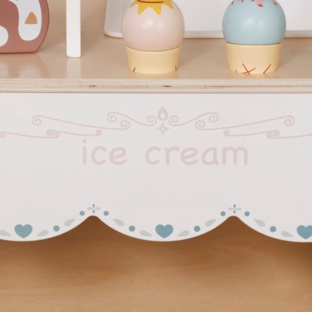 Children's Wooden Ice Cream Stand GINGER HOME, Shop on Wheels, MDF, 44/57x28x95.5 cm, Montessori Game