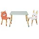 Children's Wooden Table with 2 Chairs GINGER HOME – Bear and Bunny, Play and Learning Set