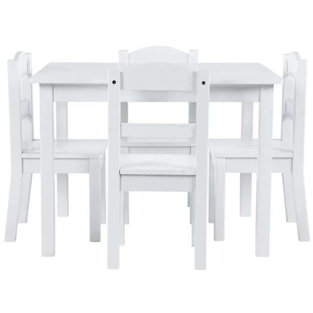 Children's Table Set with 4 Chairs GINGER HOME, Wood, White, 66x56x48 cm
