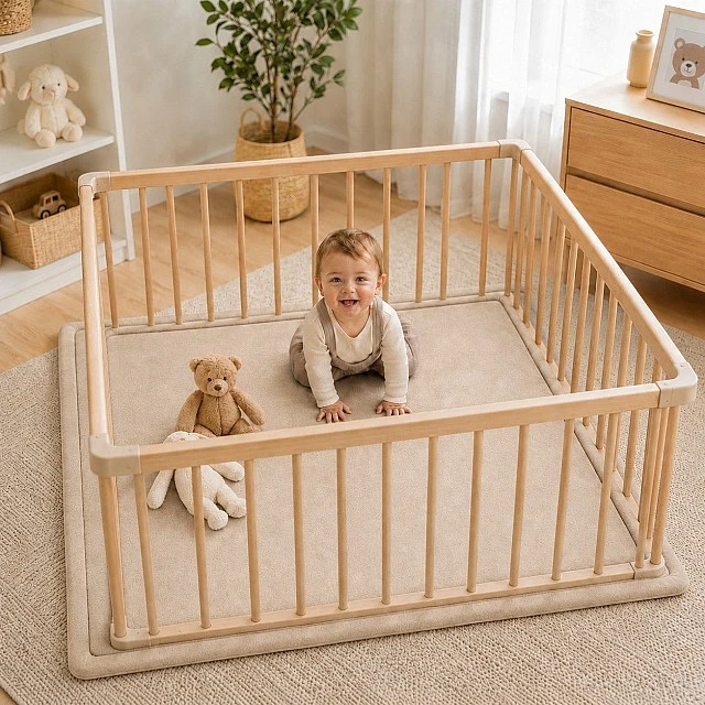 Children's Memory Rug GINGER HOME LOLLA, 150x200 cm, 3.5 cm Thickness, Velvety Soft Waterproof Top Layer, Memory Foam, Anti-Slip Base, Beige