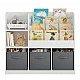 Children's Organizer GINGER HOME, Bookshelf with Shelves for Toys and Books, 3 Textile Boxes, Wooden, White, 92x30x80 cm, Montessori