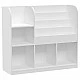 Children's Organizer GINGER HOME, Bookshelf with Shelves for Toys and Books, 3 Textile Boxes, Wooden, White, 92x30x80 cm, Montessori