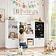 Детски Органайзер за Играчки GINGER HOME с Черна Дъска, Етажерка, 2 Чекмеджета и 6 Отделения, Масивно Дърво и MDF, 140x51x80 см