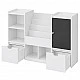 Детски Органайзер за Играчки GINGER HOME с Черна Дъска, Етажерка, 2 Чекмеджета и 6 Отделения, Масивно Дърво и MDF, 140x51x80 см