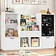Детски Органайзер за Играчки GINGER HOME с Черна Дъска, Етажерка, 2 Чекмеджета и 6 Отделения, Масивно Дърво и MDF, 140x51x80 см