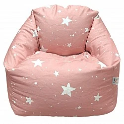 Children's Pouf Armchair GINGER HOME Little Stars, 100% Cotton, Pink Barbaron With Stars, 55x44x55 cm