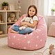Детски Пуф Кресло GINGER HOME Little Stars, 100% Памук, Розов Барбарон Със Звезди, 55x44x55 см