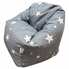 Детски Пуф Кресло GINGER HOME Little Stars, 100% Памук, Сив Барбарон Със Звезди, 55x44x55 см