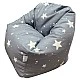 Children's Pouf Armchair GINGER HOME Little Stars, 100% Cotton, Gray Barbaron With Stars, 55x44x55 cm