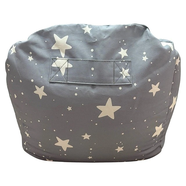 Children's Pouf Armchair GINGER HOME Little Stars, 100% Cotton, Gray Barbaron With Stars, 55x44x55 cm