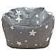 Children's Pouf Armchair GINGER HOME Little Stars, 100% Cotton, Gray Barbaron With Stars, 55x44x55 cm