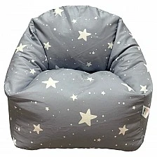 Children's Pouf Armchair GINGER HOME Little Stars, 100% Cotton, Gray Barbaron With Stars, 55x44x55 cm