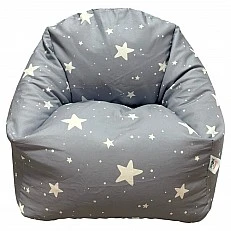 Детски Пуф Кресло GINGER HOME Little Stars, 100% Памук, Сив Барбарон Със Звезди, 55x44x55 см