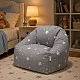 Children's Pouf Armchair GINGER HOME Little Stars, 100% Cotton, Gray Barbaron With Stars, 55x44x55 cm