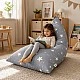 Детски Пуф Лежанка GINGER HOME Little Stars, 100% Памук, Сив Барбарон със Звезди, 127x81x76 см