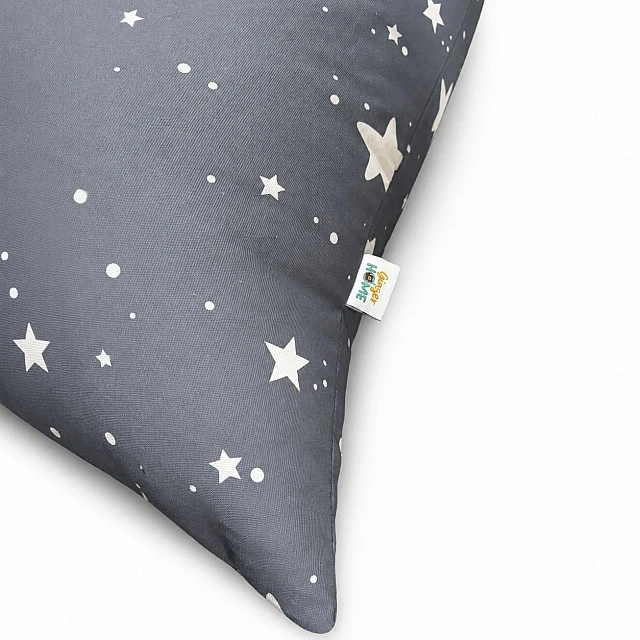 Children's Pouf Lounger GINGER HOME Little Stars, 100% Cotton, Gray Barbaron with Stars, 127x81x76 cm