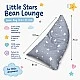 Детски Пуф Лежанка GINGER HOME Little Stars, 100% Памук, Сив Барбарон със Звезди, 127x81x76 см